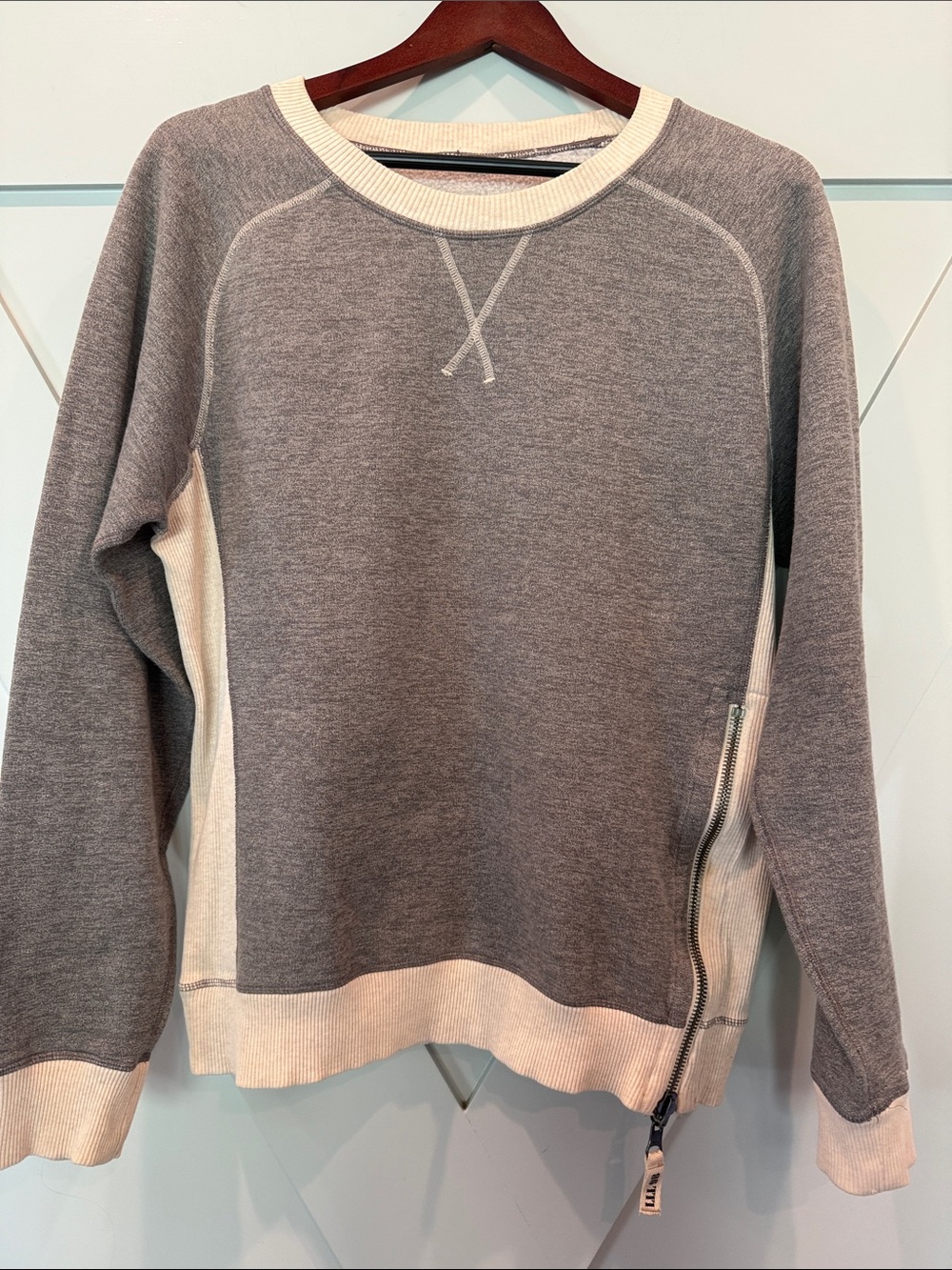 lululemon athletica Grey Crewneck Sweatshirt with Cream Trim